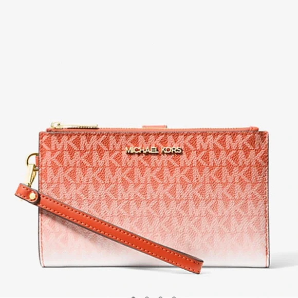 Michael Kors Jet Set Large Ombré Signature Logo Wristlet Smartphone Holder Wall - Picture 1 of 16